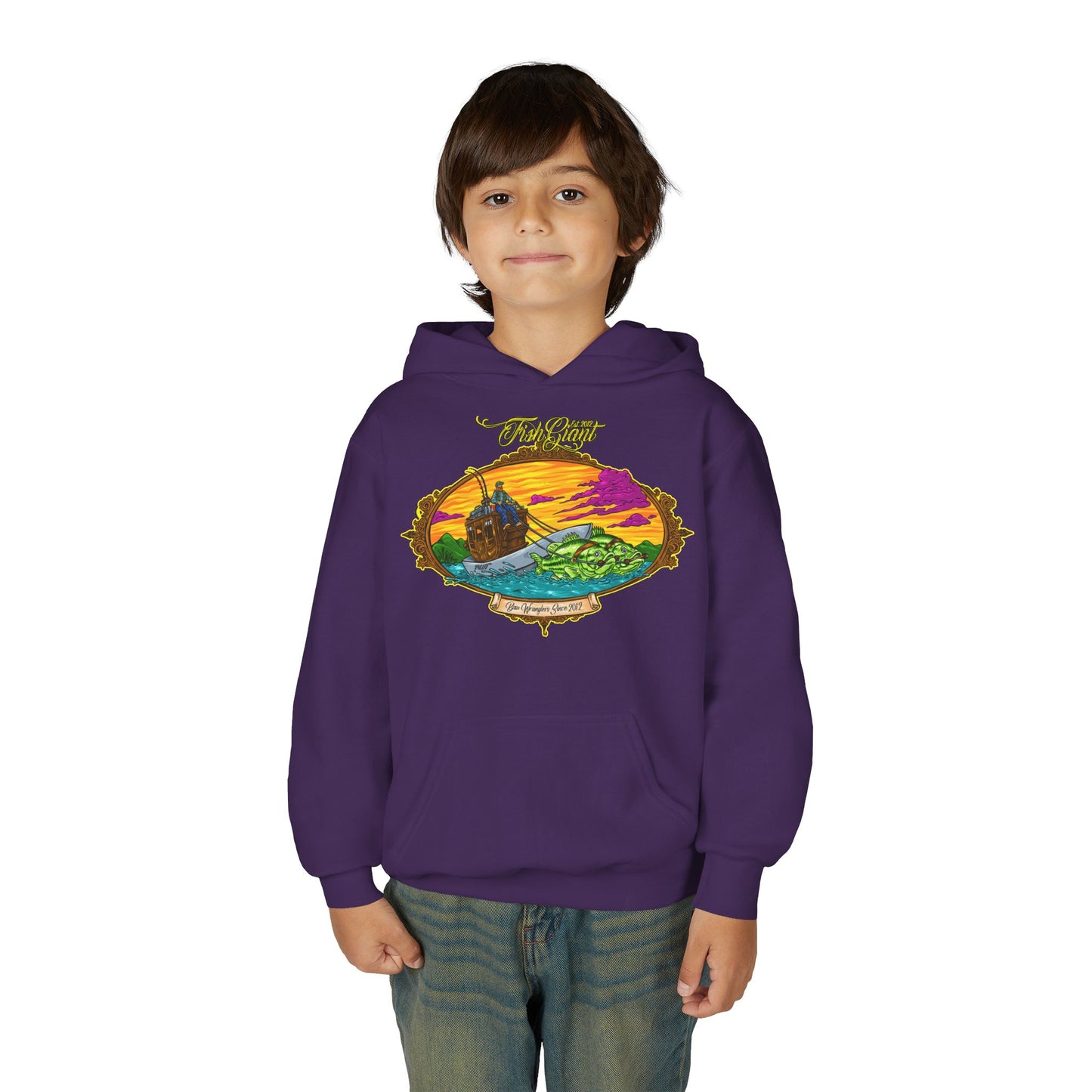 FISHGIANT KIDS HOODY | BASS WRANGLING SINCE 2012 | YOUTH S - XL | 3 COLORS