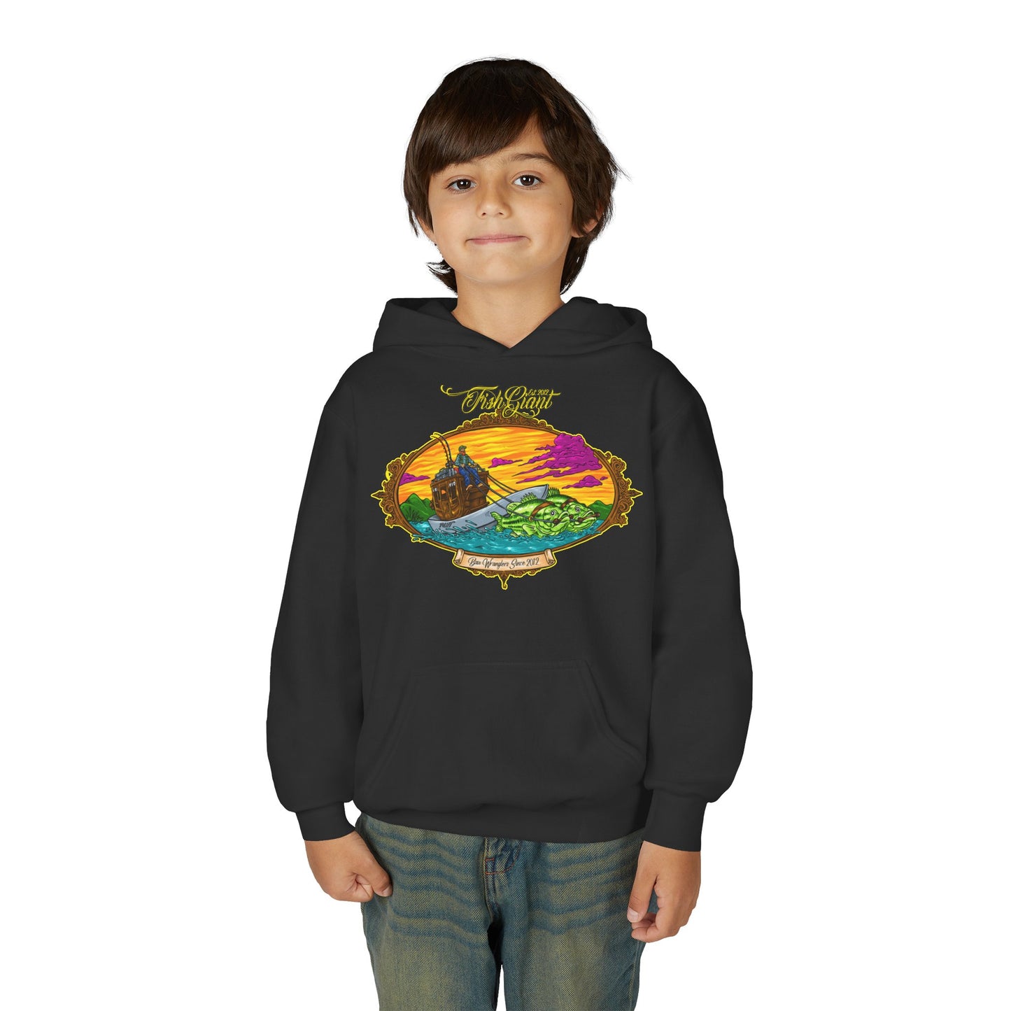 FISHGIANT KIDS HOODY | BASS WRANGLING SINCE 2012 | YOUTH S - XL | 3 COLORS
