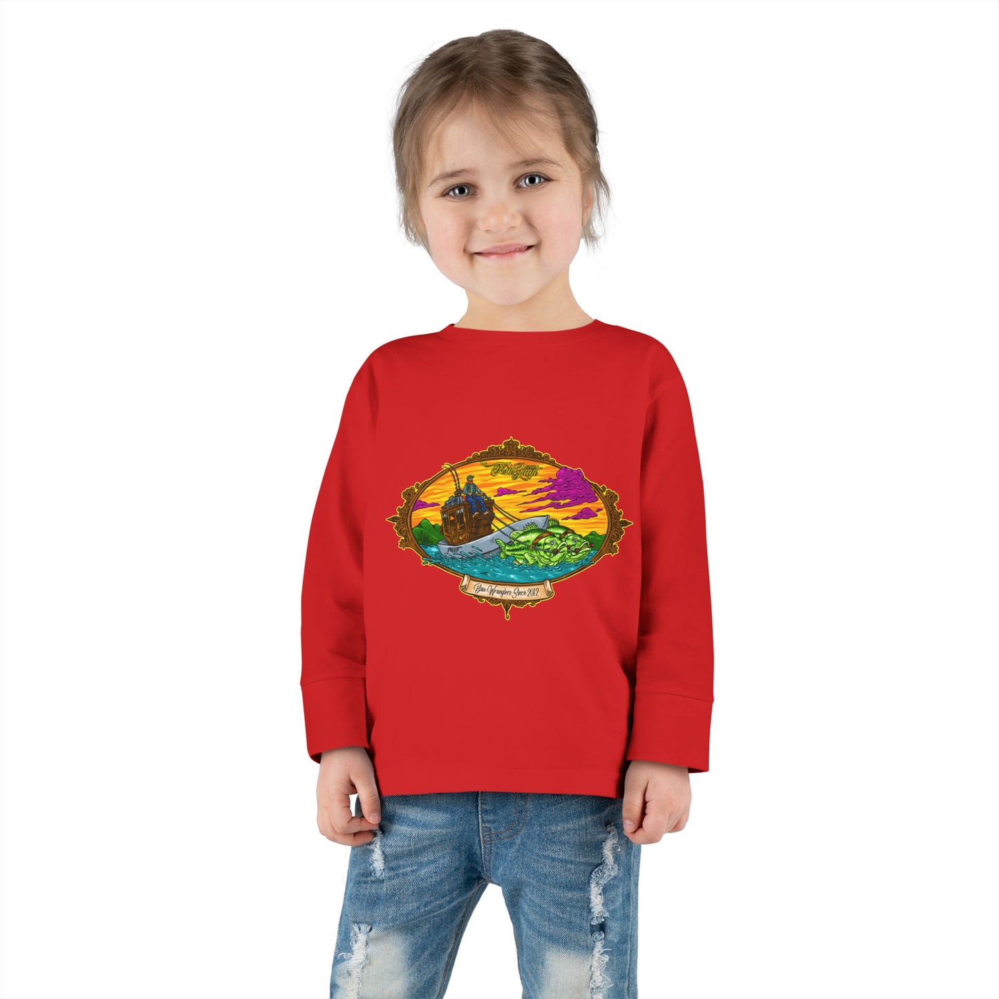 FISHGIANT TODDLER LONG SLEEVE TEE | ORIGINAL BASS WRANGLERS SINCE 2012 | 8 COLORS | 4 SIZES 2T, 3T, 4T, 5-6T |