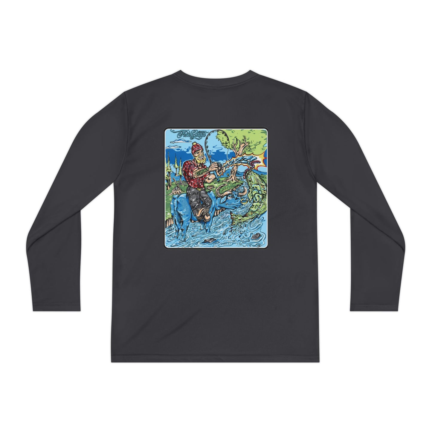 FISHGIANT KIDS' LONG SLEEVE SPORTS TEE | FISH GIANT AND THE OX | 10 COLORS | 4 SIZES | S-XL | 100% POLYESTER
