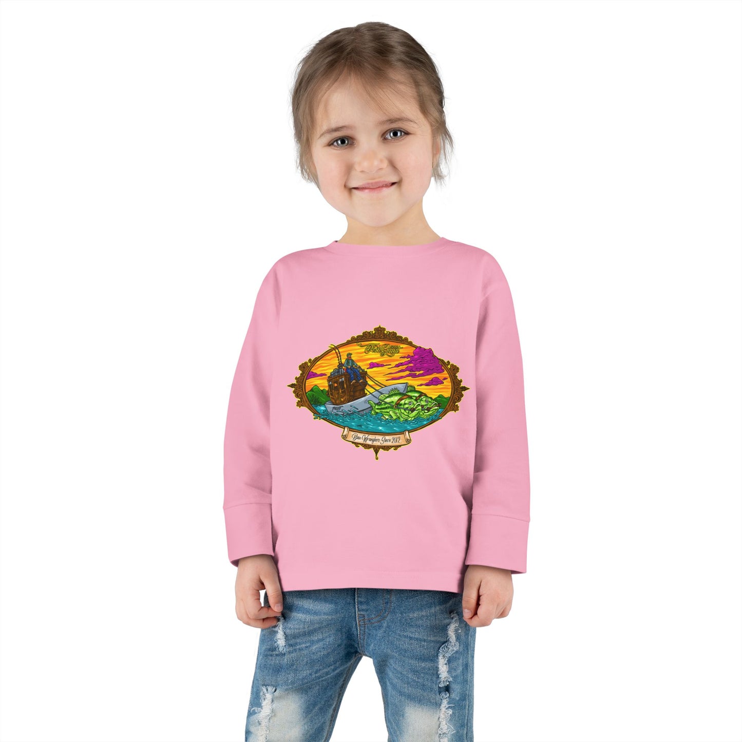 FISHGIANT TODDLER LONG SLEEVE TEE | ORIGINAL BASS WRANGLERS SINCE 2012 | 8 COLORS | 4 SIZES 2T, 3T, 4T, 5-6T |