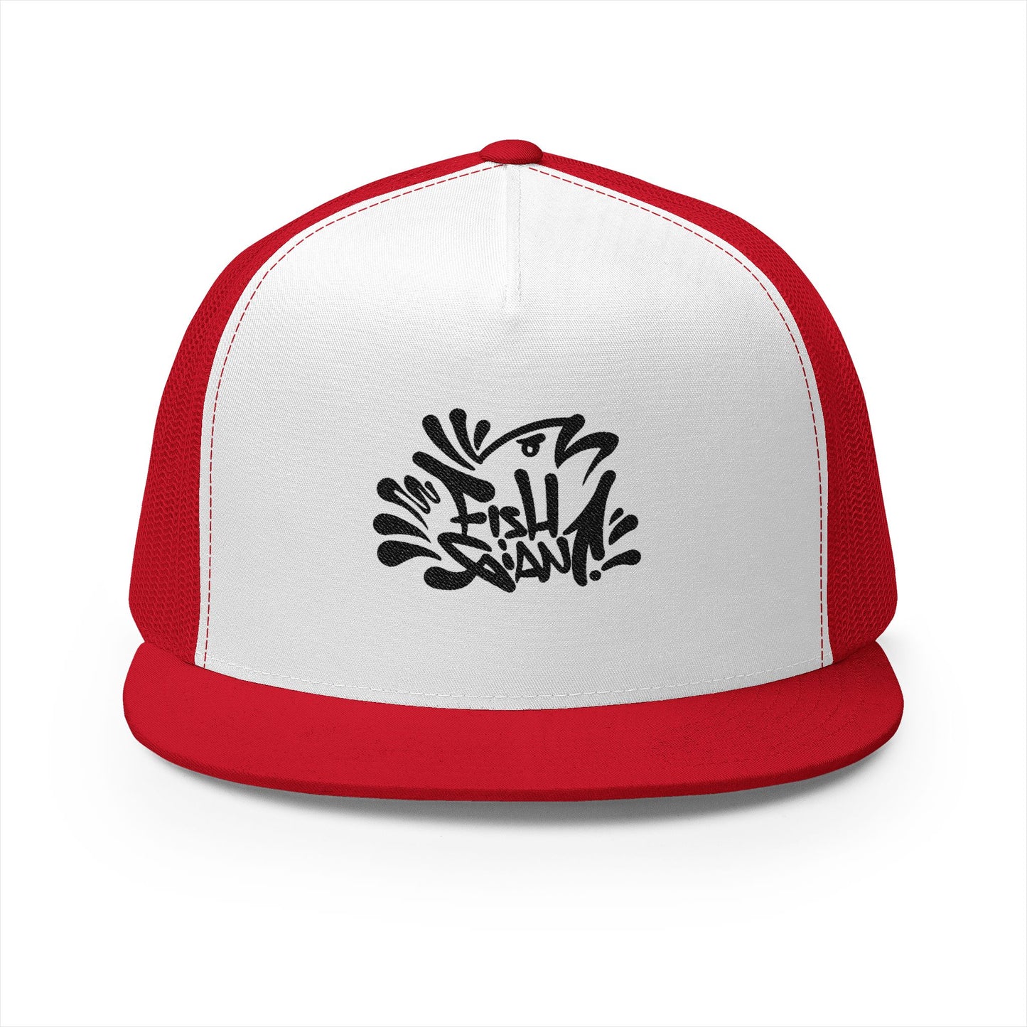 FISHGIANT FLAT BILL HAT| CATCHY BASS TAG | 5 PANEL TRUCKER HAT| EMBROIDERY | 8 COLORS | ONE SIZE FITS ALL
