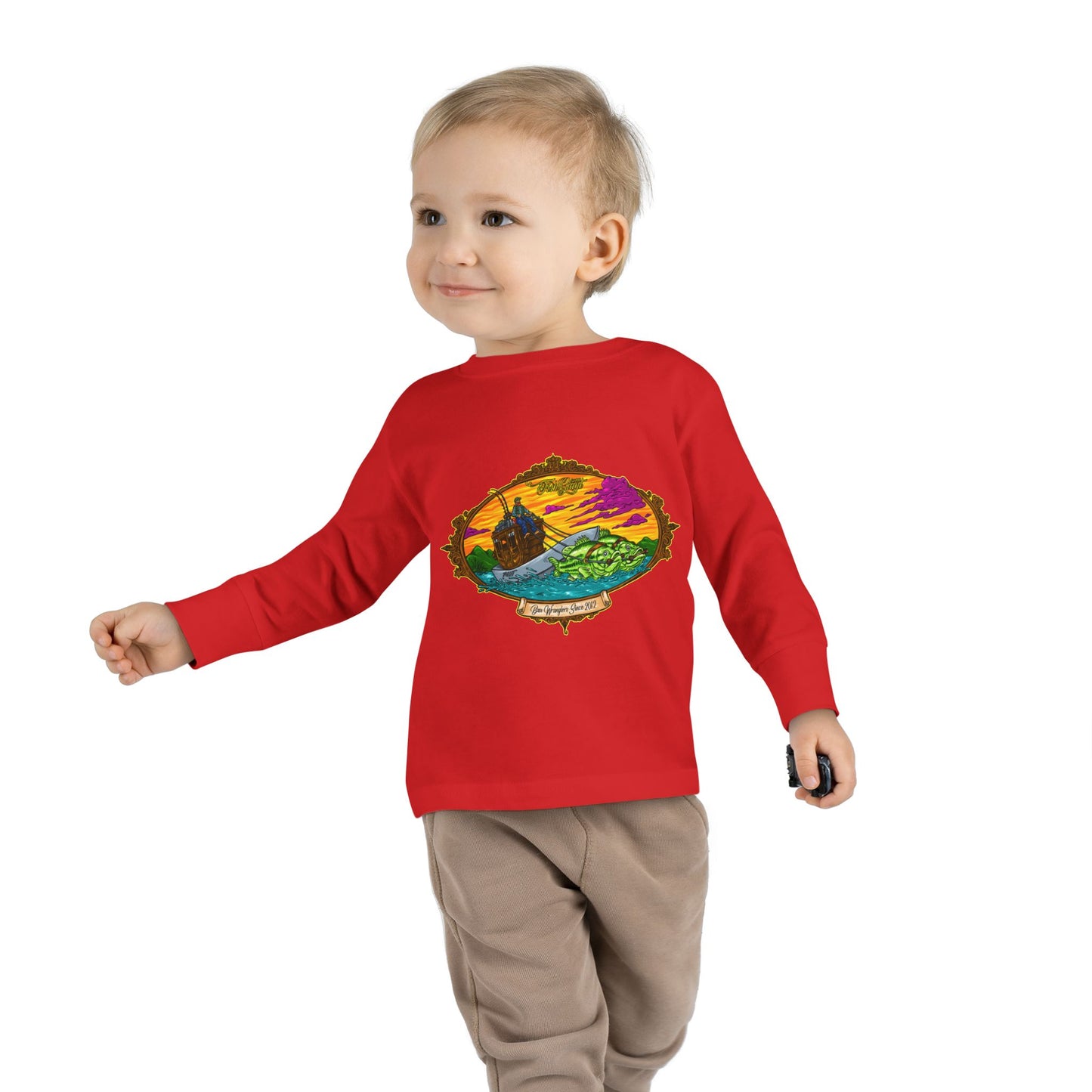 FISHGIANT TODDLER LONG SLEEVE TEE | ORIGINAL BASS WRANGLERS SINCE 2012 | 8 COLORS | 4 SIZES 2T, 3T, 4T, 5-6T |