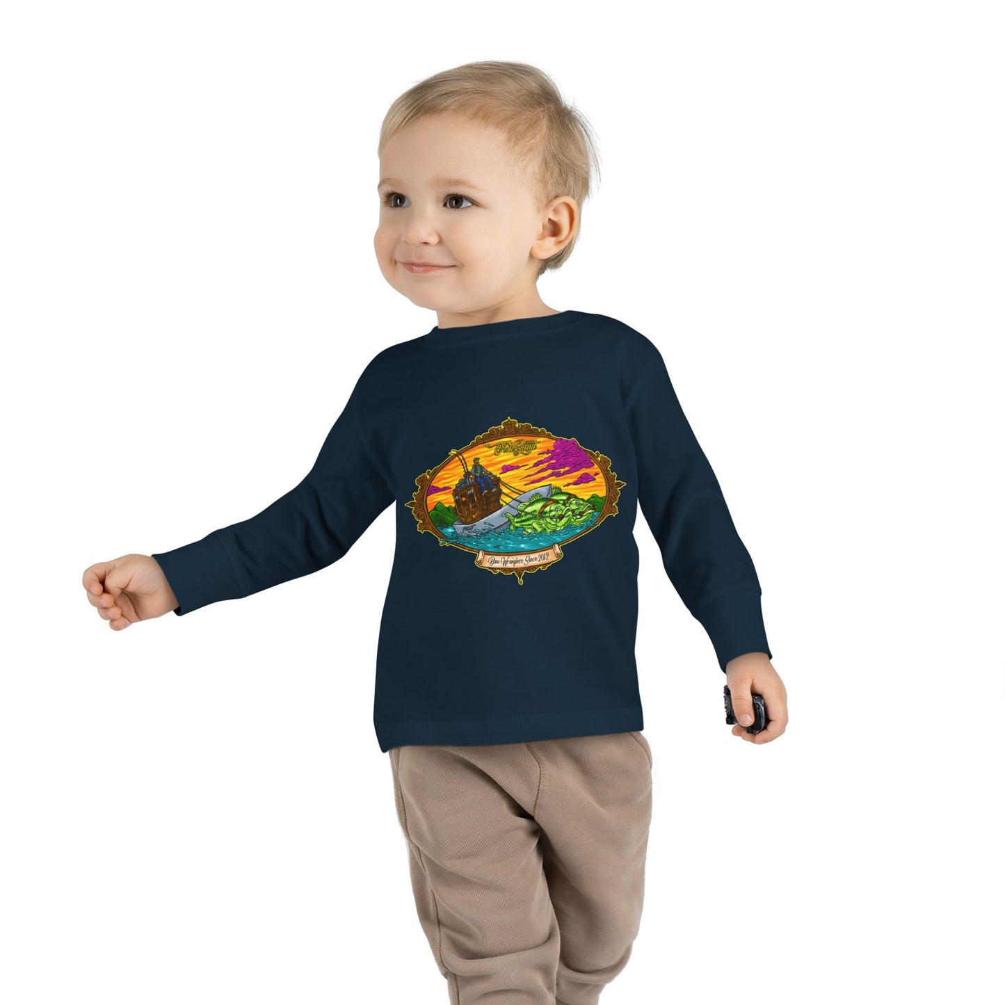 FISHGIANT TODDLER LONG SLEEVE TEE | ORIGINAL BASS WRANGLERS SINCE 2012 | 8 COLORS | 4 SIZES 2T, 3T, 4T, 5-6T |