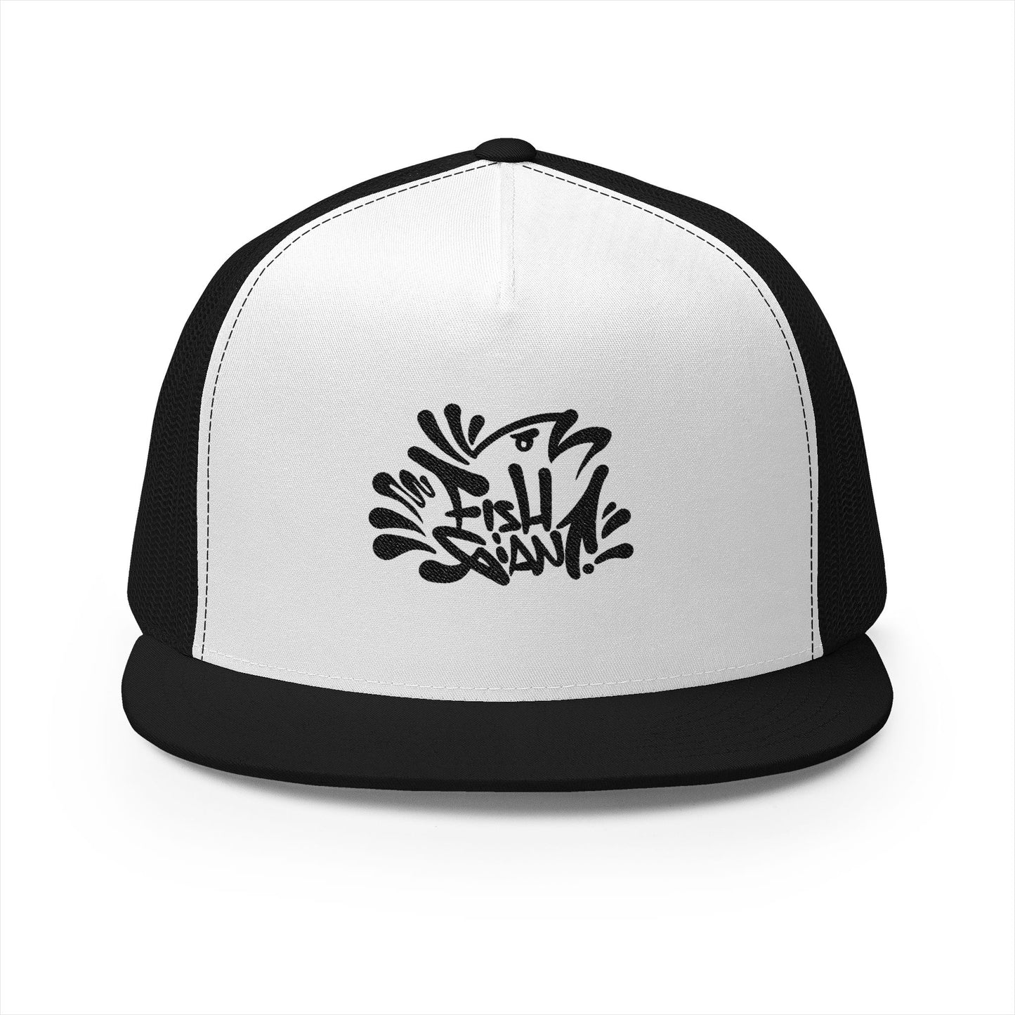 FISHGIANT FLAT BILL HAT| CATCHY BASS TAG | 5 PANEL TRUCKER HAT| EMBROIDERY | 8 COLORS | ONE SIZE FITS ALL