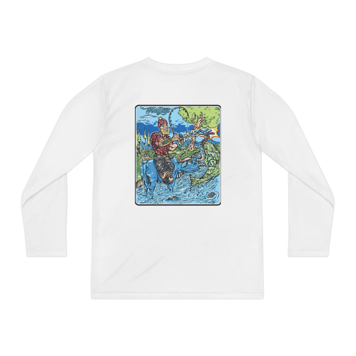 FISHGIANT KIDS' LONG SLEEVE SPORTS TEE | FISH GIANT AND THE OX | 10 COLORS | 4 SIZES | S-XL | 100% POLYESTER