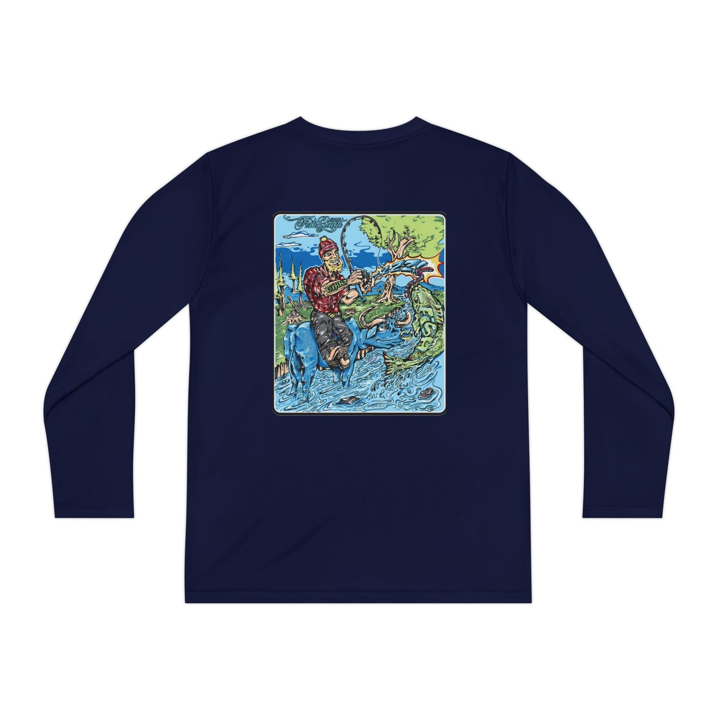 FISHGIANT KIDS' LONG SLEEVE SPORTS TEE | FISH GIANT AND THE OX | 10 COLORS | 4 SIZES | S-XL | 100% POLYESTER