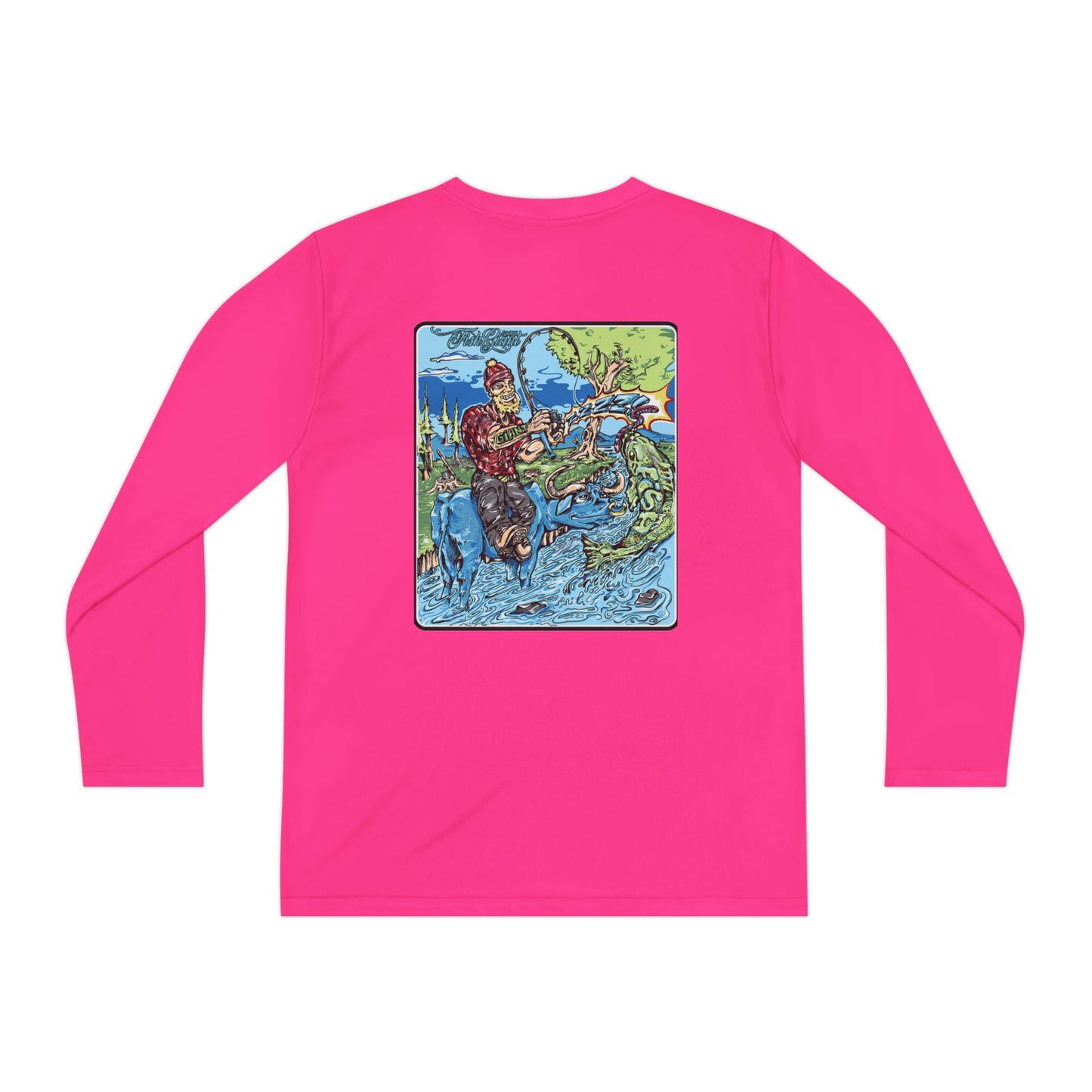 FISHGIANT KIDS' LONG SLEEVE SPORTS TEE | FISH GIANT AND THE OX | 10 COLORS | 4 SIZES | S-XL | 100% POLYESTER