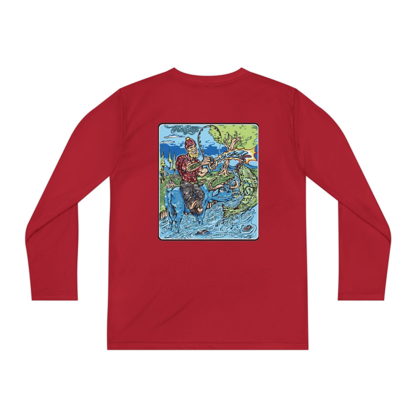 FISHGIANT KIDS' LONG SLEEVE SPORTS TEE | FISH GIANT AND THE OX | 10 COLORS | 4 SIZES | S-XL | 100% POLYESTER