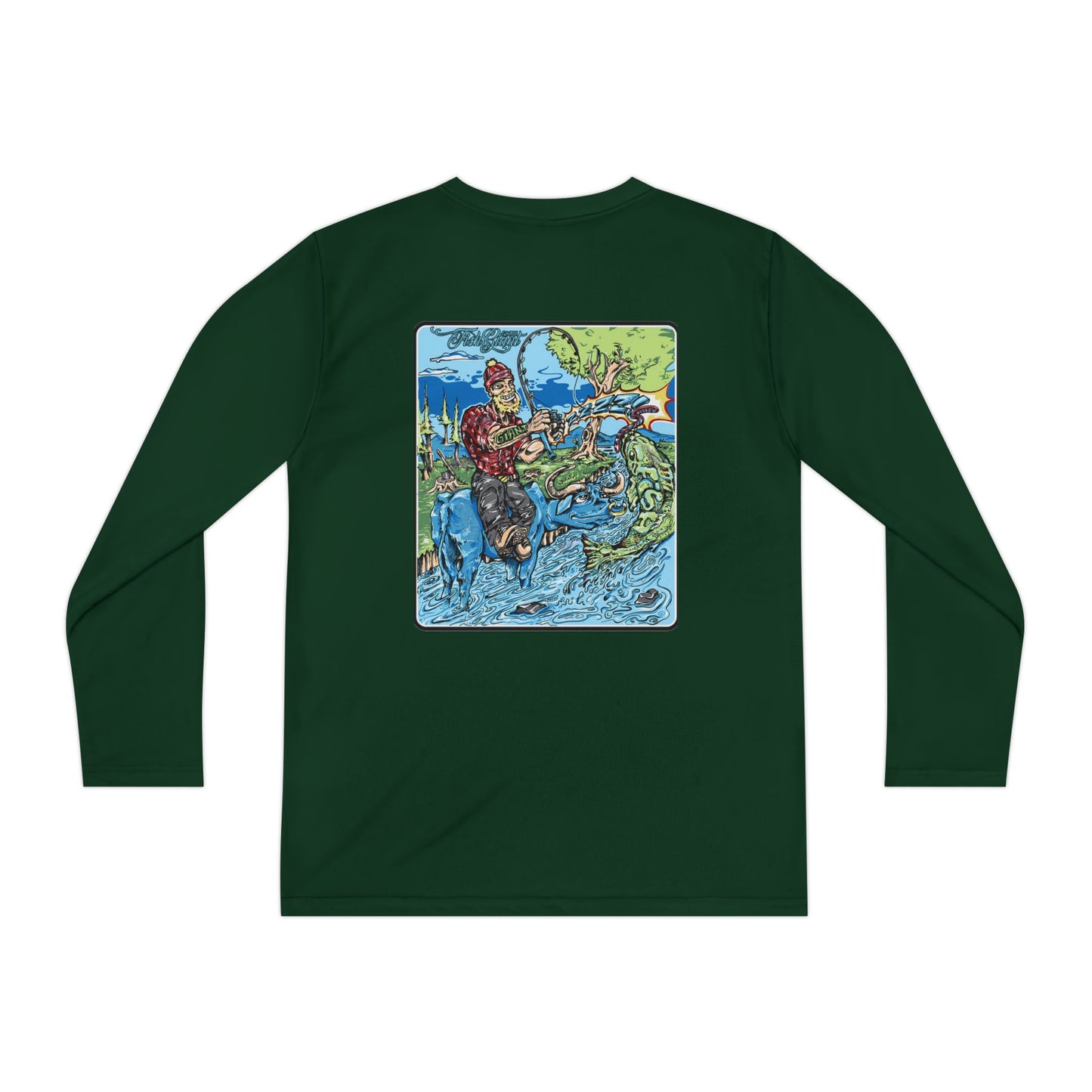FISHGIANT KIDS' LONG SLEEVE SPORTS TEE | FISH GIANT AND THE OX | 10 COLORS | 4 SIZES | S-XL | 100% POLYESTER