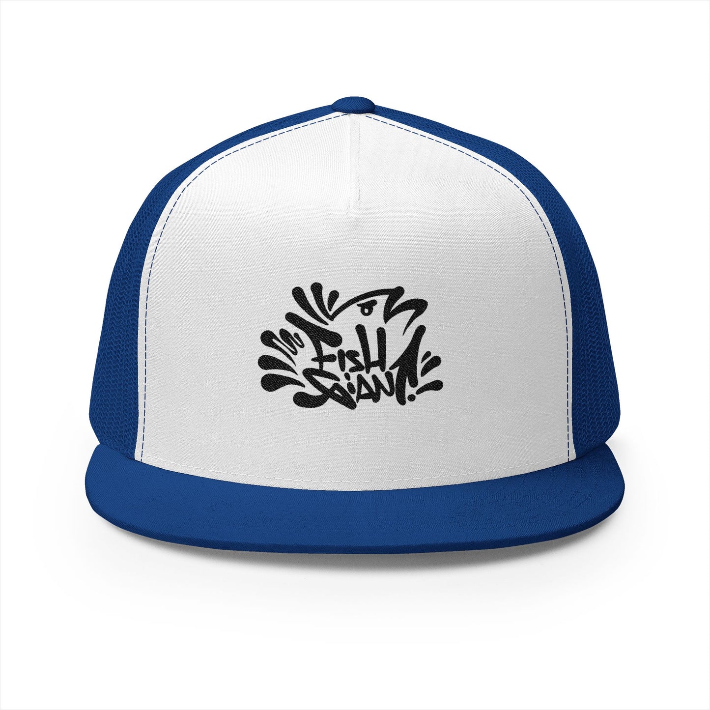 FISHGIANT FLAT BILL HAT| CATCHY BASS TAG | 5 PANEL TRUCKER HAT| EMBROIDERY | 8 COLORS | ONE SIZE FITS ALL