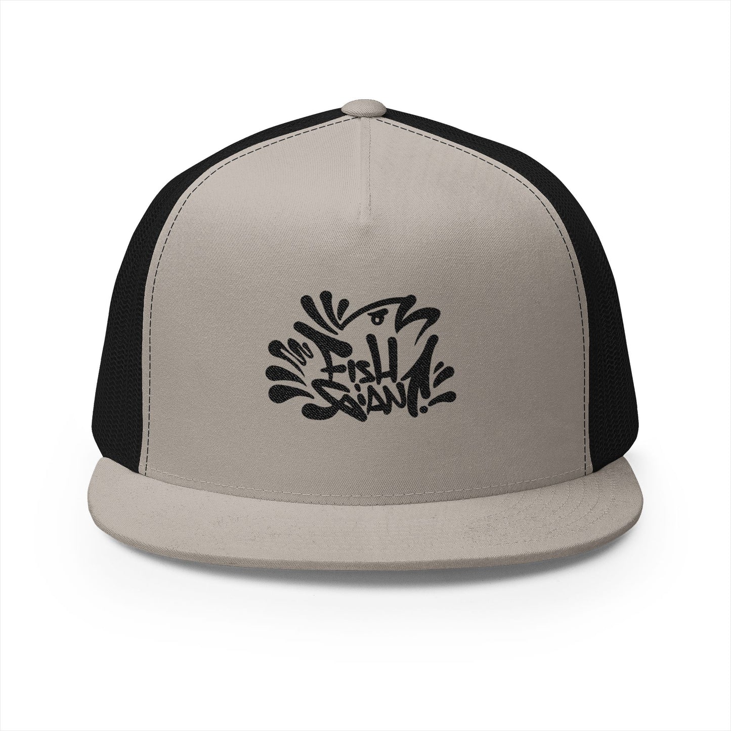 FISHGIANT FLAT BILL HAT| CATCHY BASS TAG | 5 PANEL TRUCKER HAT| EMBROIDERY | 8 COLORS | ONE SIZE FITS ALL