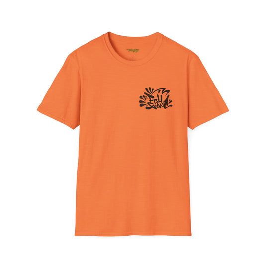 FISHGIANT | MENS | SOFT TEE SHIRT | CATCHY BASS TAG | HUNTERS ORANGE | SIZE