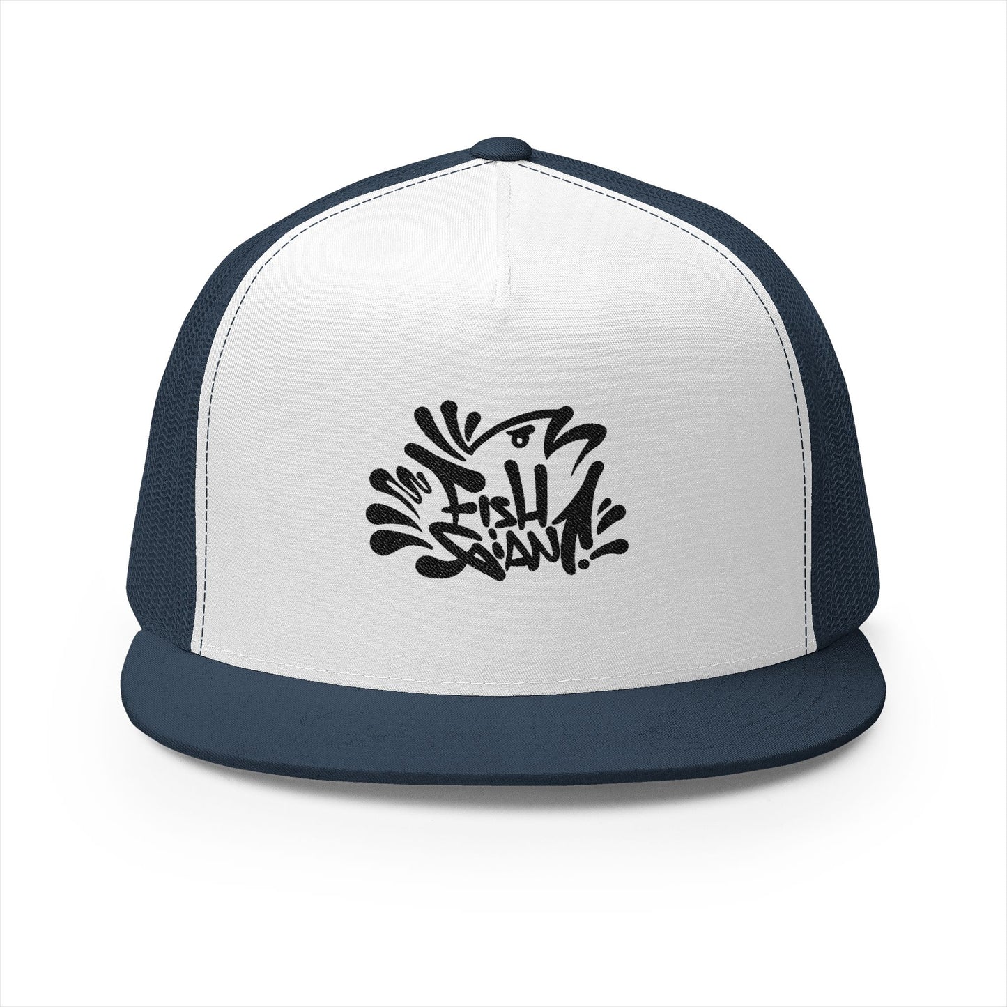 FISHGIANT FLAT BILL HAT| CATCHY BASS TAG | 5 PANEL TRUCKER HAT| EMBROIDERY | 8 COLORS | ONE SIZE FITS ALL