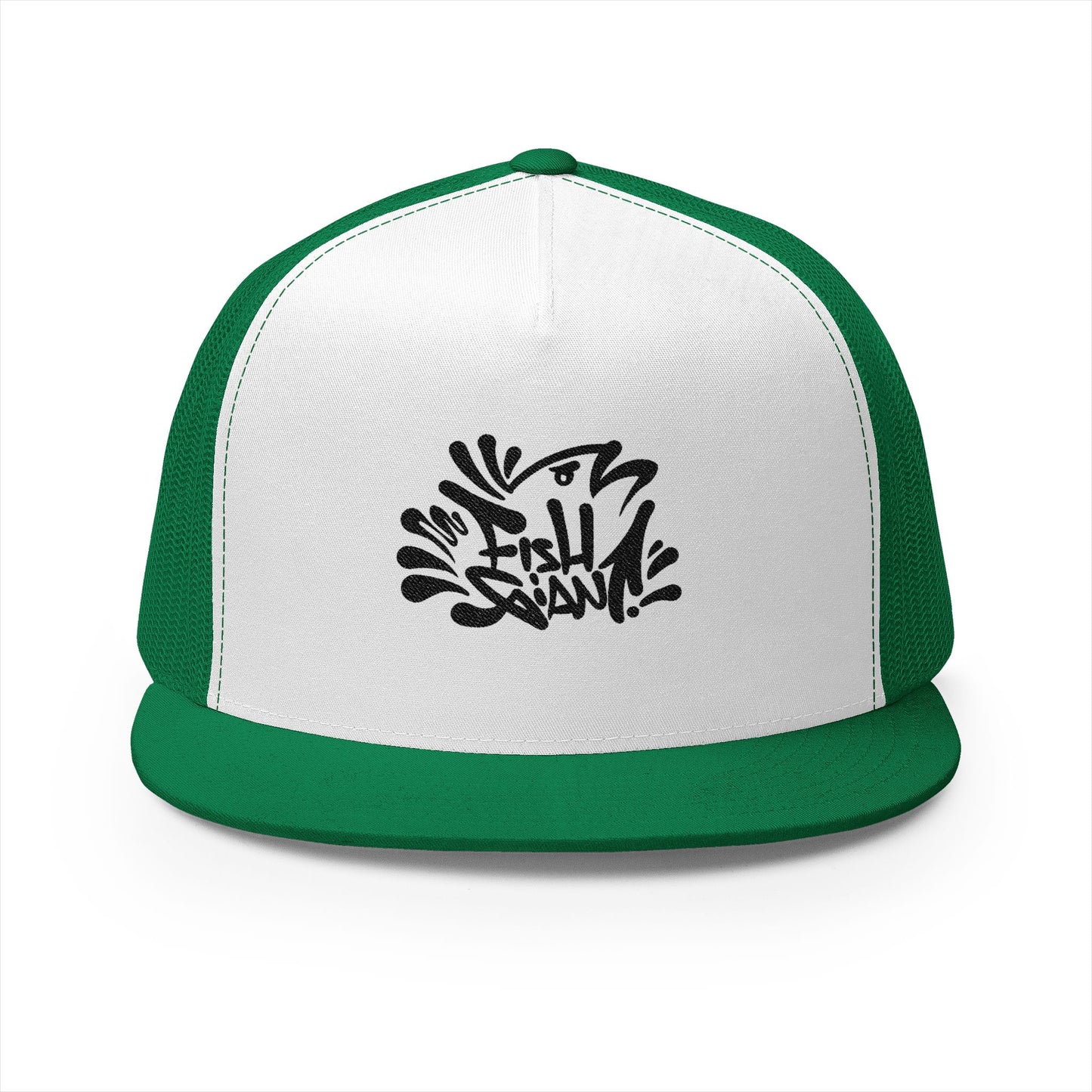 FISHGIANT FLAT BILL HAT| CATCHY BASS TAG | 5 PANEL TRUCKER HAT| EMBROIDERY | 8 COLORS | ONE SIZE FITS ALL