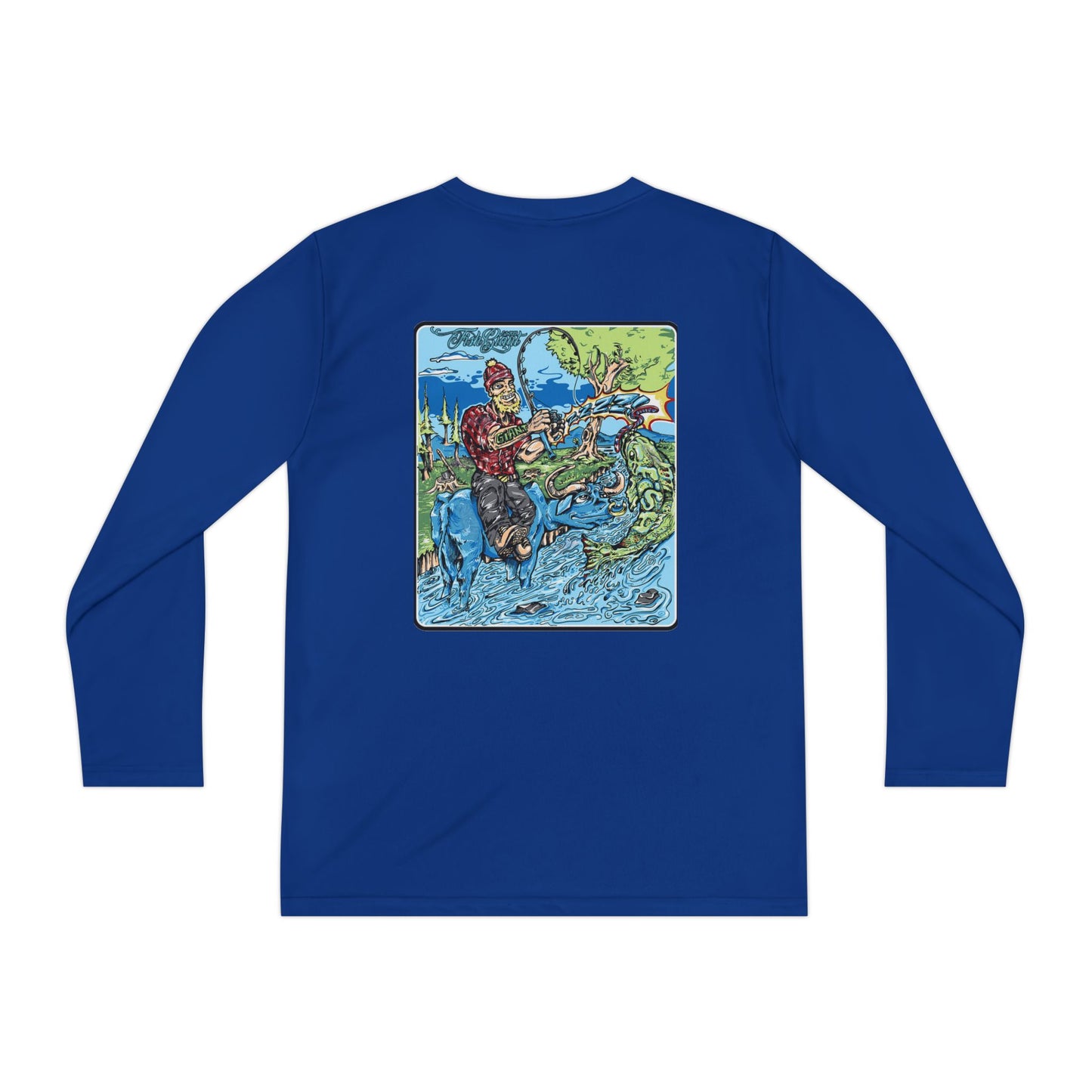 FISHGIANT KIDS' LONG SLEEVE SPORTS TEE | FISH GIANT AND THE OX | 10 COLORS | 4 SIZES | S-XL | 100% POLYESTER