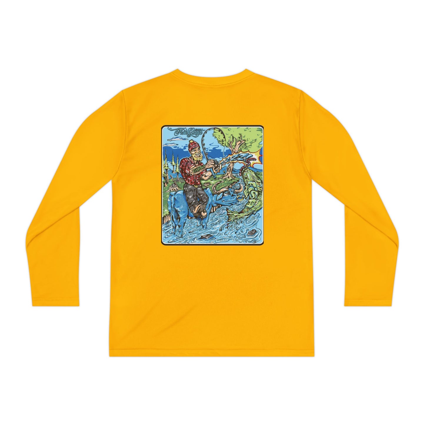 FISHGIANT KIDS' LONG SLEEVE SPORTS TEE | FISH GIANT AND THE OX | 10 COLORS | 4 SIZES | S-XL | 100% POLYESTER