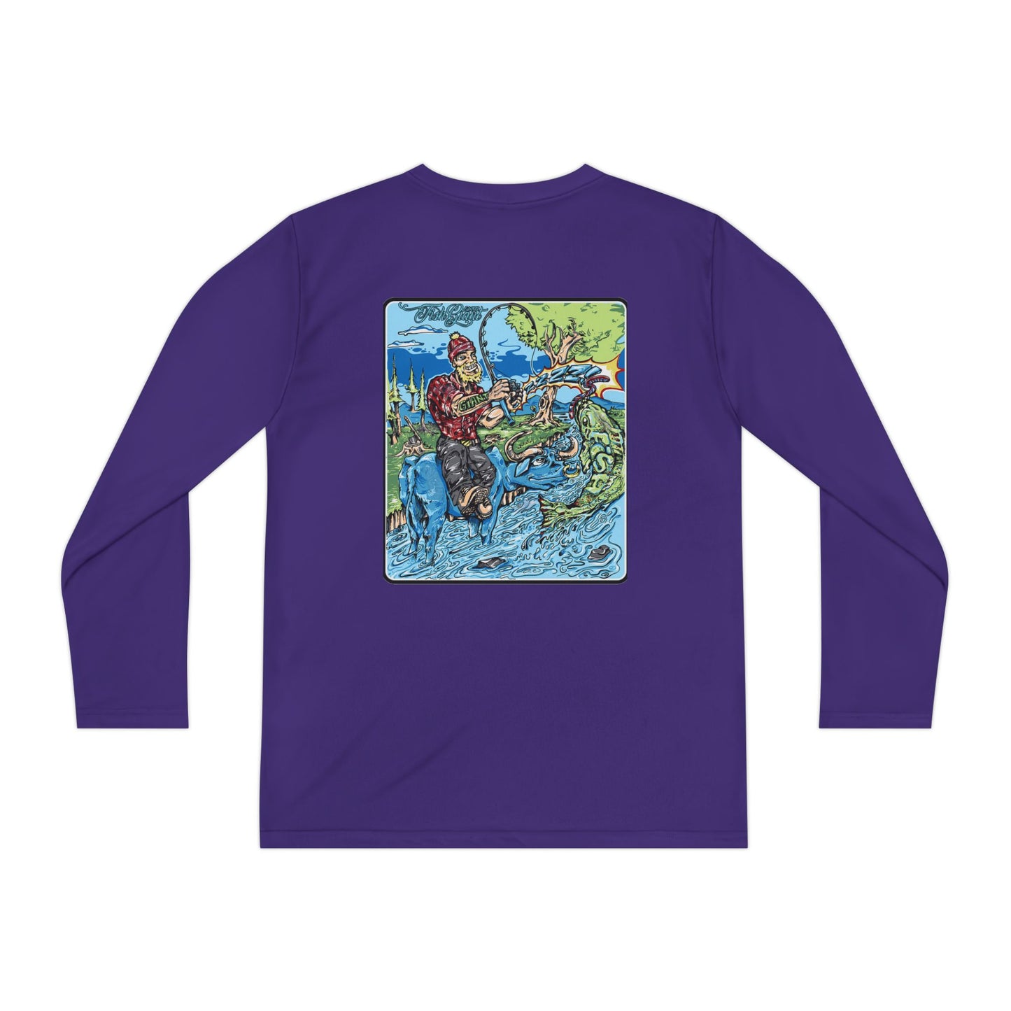 FISHGIANT KIDS' LONG SLEEVE SPORTS TEE | FISH GIANT AND THE OX | 10 COLORS | 4 SIZES | S-XL | 100% POLYESTER