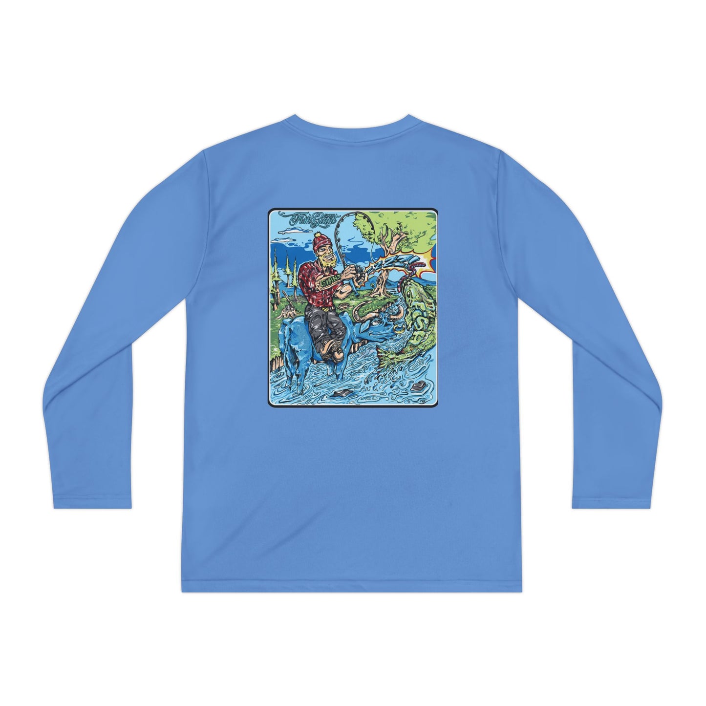 FISHGIANT KIDS' LONG SLEEVE SPORTS TEE | FISH GIANT AND THE OX | 10 COLORS | 4 SIZES | S-XL | 100% POLYESTER