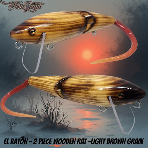 EL RATŌN - WOODEN RAT - 2 PIECE - LIGHT BROWN GRAIN - GLOSS