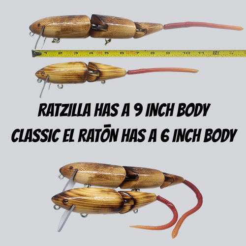 EL RATŌN - WOODEN RAT - 3 PIECE - LIGHT BROWN - TEXTURED SNAKE  - RATZILLA