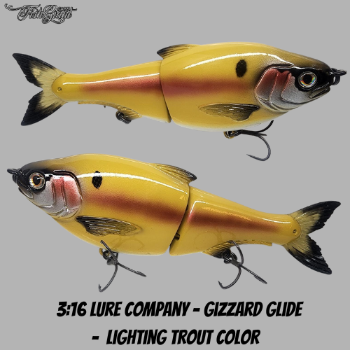 3:16 LURE COMPANY - GIZZARD GLIDE -  LIGHTING TROUT -